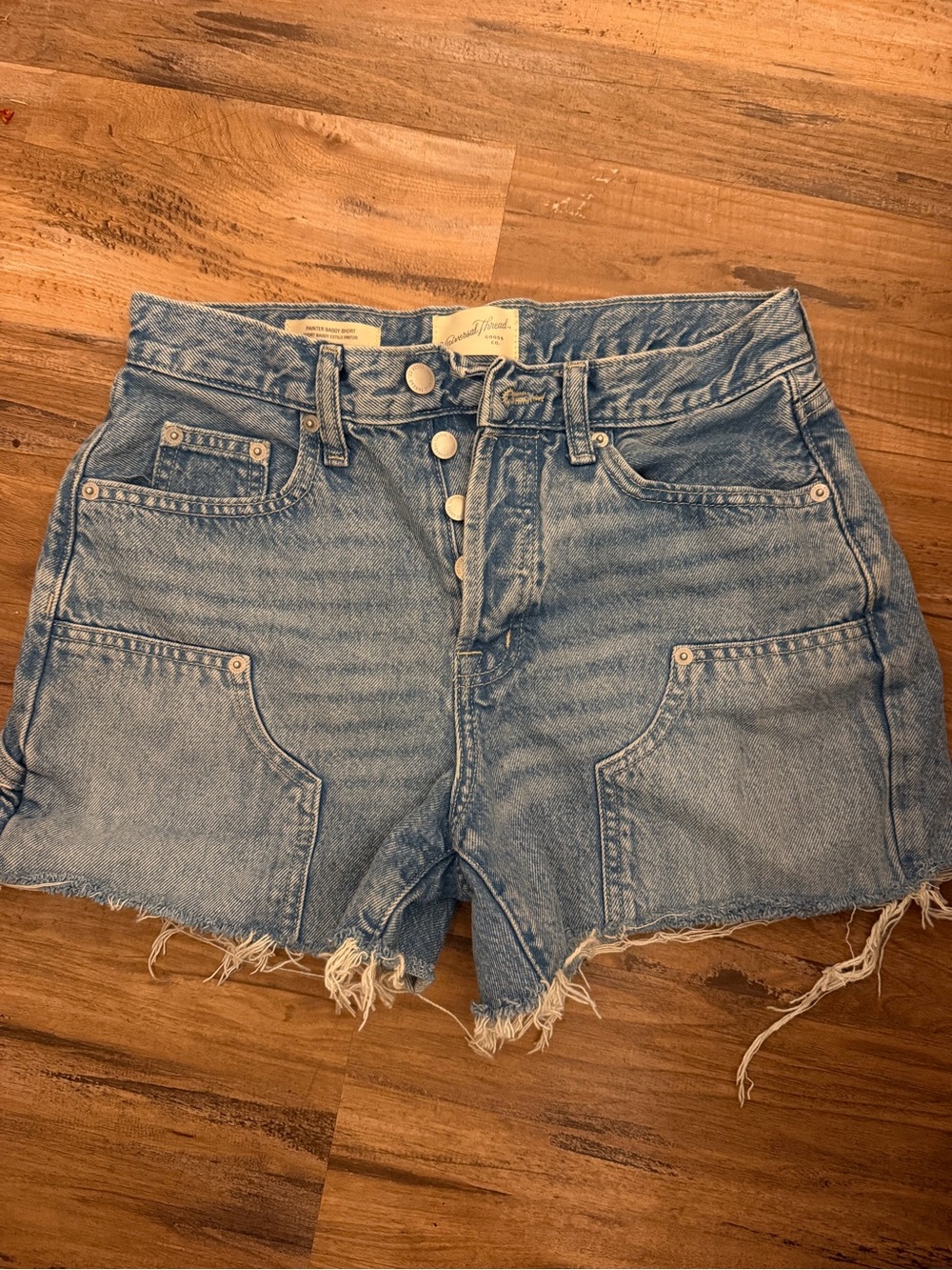 Universal Thread Light Blue High-Rise Button-Fly Denim Shorts